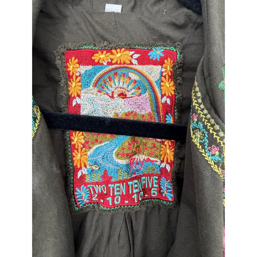 Vintage Biya Two Ten Ten Five Embroidered Paisley Floral Cotton Coat Jacket S - Picture 6 of 13
